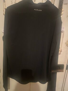 Mugler Black Long-Sleeve Logo Tee